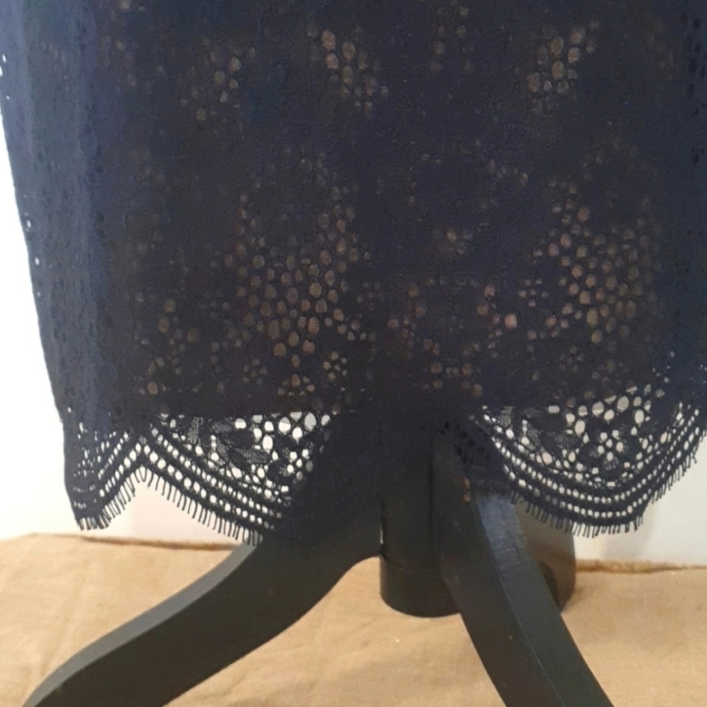 NEW BCBG MAXAZRIA 'NAHARA' Black Leather Look Lace Dress Size 8 approx S… - Picture 6 of 13